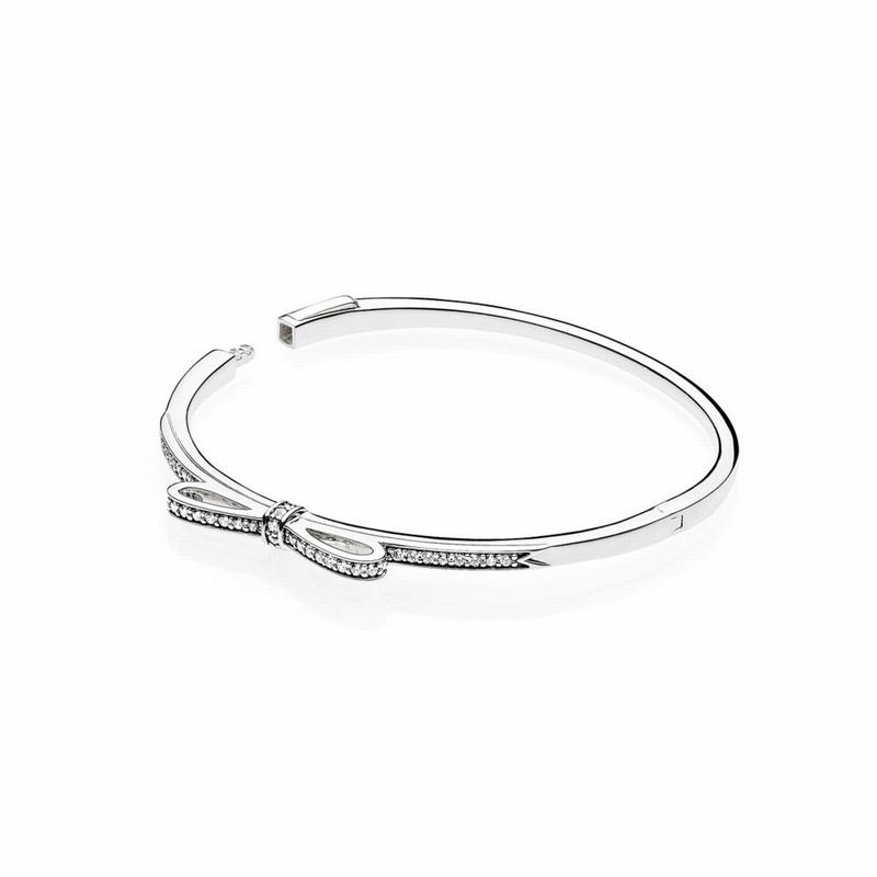 Pandora Sparkling Bow Bangle Bracelet - Sterling Silver/Cubic Zirconia - Canada | SI6554MZ